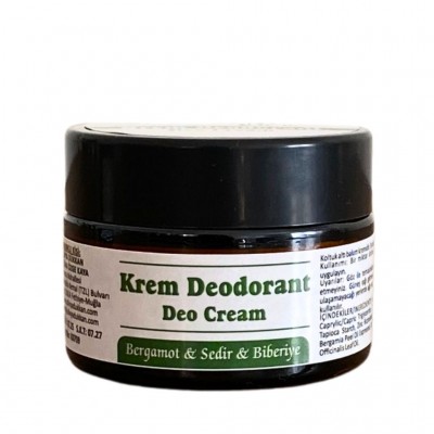 Doğal Krem Deodorant - Alüminyumsuz ve Kimyasal İçermeyen Ferah Bergamot, Odunsu Sedir ve Biberiye